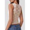 QINSEN Women’s Lace Trim Square Neck Sleeveless Double-Layer Tank Top(Off-white)