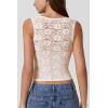QINSEN Women’s Lace Trim Square Neck Sleeveless Double-Layer Tank Top(Off-white)