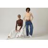 QINSEN Womens Mock Neck Long Sleeve Shirt Double Lined Basic Tees Side Ruched Going Out Crop Tops(Khaki)