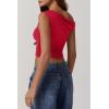 QINSEN Women’s One Shoulder Sleeveless Slim Fit T-Shirt(Red)