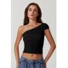 QINSEN Women’s One Shoulder Sleeveless T-Shirt(Black)
