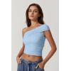 QINSEN Women’s One Shoulder Sleeveless T-Shirt(Light Blue)