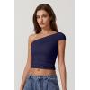 QINSEN Women’s One Shoulder Sleeveless T-Shirt(Navy Blue)