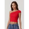 QINSEN Women’s One Shoulder Sleeveless T-Shirt(Red)