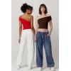 QINSEN Women’s One Shoulder Sleeveless T-Shirt(Splashed White)