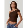 QINSEN Women’s One Shoulder Sleeveless T-Shirt(Splashed White)