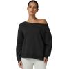 QINSEN Womens Oversized Sweatshirt Long Sleeve Off The Shoulder Pullover Casual Comfy Fall Outfits(Black)