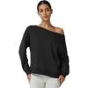 QINSEN Womens Oversized Sweatshirt Long Sleeve Off The Shoulder Pullover Casual Comfy Fall Outfits(Black)