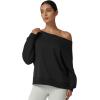 QINSEN Womens Oversized Sweatshirt Long Sleeve Off The Shoulder Pullover Casual Comfy Fall Outfits(Black)