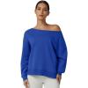 QINSEN Womens Oversized Sweatshirt Long Sleeve Off The Shoulder Pullover Casual Comfy Fall Outfits(Blue)