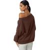QINSEN Womens Oversized Sweatshirt Long Sleeve Off The Shoulder Pullover Casual Comfy Fall Outfits(Brown)