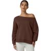 QINSEN Womens Oversized Sweatshirt Long Sleeve Off The Shoulder Pullover Casual Comfy Fall Outfits(Brown)