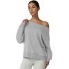QINSEN Womens Oversized Sweatshirt Long Sleeve Off The Shoulder Pullover Casual Comfy Fall Outfits(Light Grey)