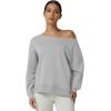 QINSEN Womens Oversized Sweatshirt Long Sleeve Off The Shoulder Pullover Casual Comfy Fall Outfits(Light Grey)