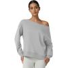 QINSEN Womens Oversized Sweatshirt Long Sleeve Off The Shoulder Pullover Casual Comfy Fall Outfits(Light Grey)