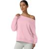 QINSEN Womens Oversized Sweatshirt Long Sleeve Off The Shoulder Pullover Casual Comfy Fall Outfits(Pink)