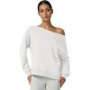 QINSEN Womens Oversized Sweatshirt Long Sleeve Off The Shoulder Pullover Casual Comfy Fall Outfits(White)