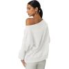 QINSEN Womens Oversized Sweatshirt Long Sleeve Off The Shoulder Pullover Casual Comfy Fall Outfits(White)