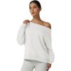 QINSEN Womens Oversized Sweatshirt Long Sleeve Off The Shoulder Pullover Casual Comfy Fall Outfits(White)