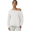 QINSEN Womens Oversized Sweatshirt Long Sleeve Off The Shoulder Pullover Casual Comfy Fall Outfits(White)
