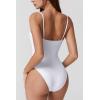 QINSEN Womens Seamed Cup Spaghetti Straps One Piece Bathing Suits Tummy Control Cheeky Swimsuit(White)