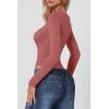 QINSEN Women’s Sexy Square Neck Bodysuit Long Sleeve Double Lined Shirt Tops(Merlot)