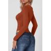 QINSEN Women’s Sexy Square Neck Bodysuit Long Sleeve Double Lined Shirt Tops(Picante)