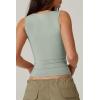 QINSEN Women’s Sexy Sweetheart Neck Sleeveless T Shirts Double Lined Tees Slimming Fit Tops(Army Green)