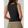 QINSEN Women’s Sexy Sweetheart Neck Sleeveless T Shirts Double Lined Tees Slimming Fit Tops(Black)