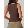 QINSEN Women’s Sexy Sweetheart Neck Sleeveless T Shirts Double Lined Tees Slimming Fit Tops(Chestnut)