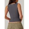 QINSEN Women’s Sexy Sweetheart Neck Sleeveless T Shirts Double Lined Tees Slimming Fit Tops(Dark Grey)