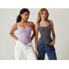 QINSEN Women’s Sexy Sweetheart Neck Sleeveless T Shirts Double Lined Tees Slimming Fit Tops(Lavender Frost)