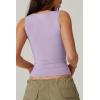 QINSEN Women’s Sexy Sweetheart Neck Sleeveless T Shirts Double Lined Tees Slimming Fit Tops(Lavender Frost)