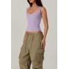 QINSEN Women’s Sexy Sweetheart Neck Sleeveless T Shirts Double Lined Tees Slimming Fit Tops(Lavender Frost)