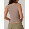QINSEN Women’s Sexy Sweetheart Neck Sleeveless T Shirts Double Lined Tees Slimming Fit Tops(Mushroom)