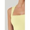 QINSEN Women’s Square Neck with Lace Detail Long Maxi Dress Sleeveless Lounge Ribbed Full Length Dresses(Lemon Yellow)