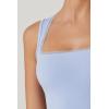 QINSEN Women’s Square Neck with Lace Detail Long Maxi Dress Sleeveless Lounge Ribbed Full Length Dresses(Light Blue)