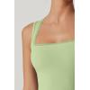 QINSEN Women’s Square Neck with Lace Detail Long Maxi Dress Sleeveless Lounge Ribbed Full Length Dresses(Light Green)