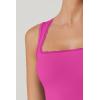 QINSEN Women’s Square Neck with Lace Detail Long Maxi Dress Sleeveless Lounge Ribbed Full Length Dresses(Magenta)