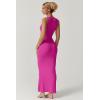 QINSEN Women’s Square Neck with Lace Detail Long Maxi Dress Sleeveless Lounge Ribbed Full Length Dresses(Magenta)