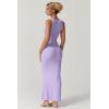 QINSEN Women’s Square Neck with Lace Detail Long Maxi Dress Sleeveless Lounge Ribbed Full Length Dresses(Purole)