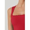 QINSEN Women’s Square Neck with Lace Detail Long Maxi Dress Sleeveless Lounge Ribbed Full Length Dresses(Red)