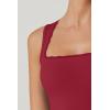 QINSEN Women’s Square Neck with Lace Detail Long Maxi Dress Sleeveless Lounge Ribbed Full Length Dresses(Wine)