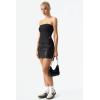 QINSEN Women’s Tube Top Double Lined Side Split Strapless Bandeau Top Ruched Summer Going Out Tank Tops(Black)