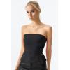 QINSEN Women’s Tube Top Double Lined Side Split Strapless Bandeau Top Ruched Summer Going Out Tank Tops(Black)