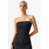 QINSEN Women’s Tube Top Double Lined Side Split Strapless Bandeau Top Ruched Summer Going Out Tank Tops(Black)