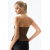 QINSEN Women’s Tube Top Double Lined Side Split Strapless Bandeau Top Ruched Summer Going Out Tank Tops(Brown)