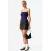 QINSEN Women’s Tube Top Double Lined Side Split Strapless Bandeau Top Ruched Summer Going Out Tank Tops(Navy)