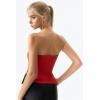 QINSEN Women’s Tube Top Double Lined Side Split Strapless Bandeau Top Ruched Summer Going Out Tank Tops(Red)