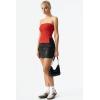 QINSEN Women’s Tube Top Double Lined Side Split Strapless Bandeau Top Ruched Summer Going Out Tank Tops(Red)